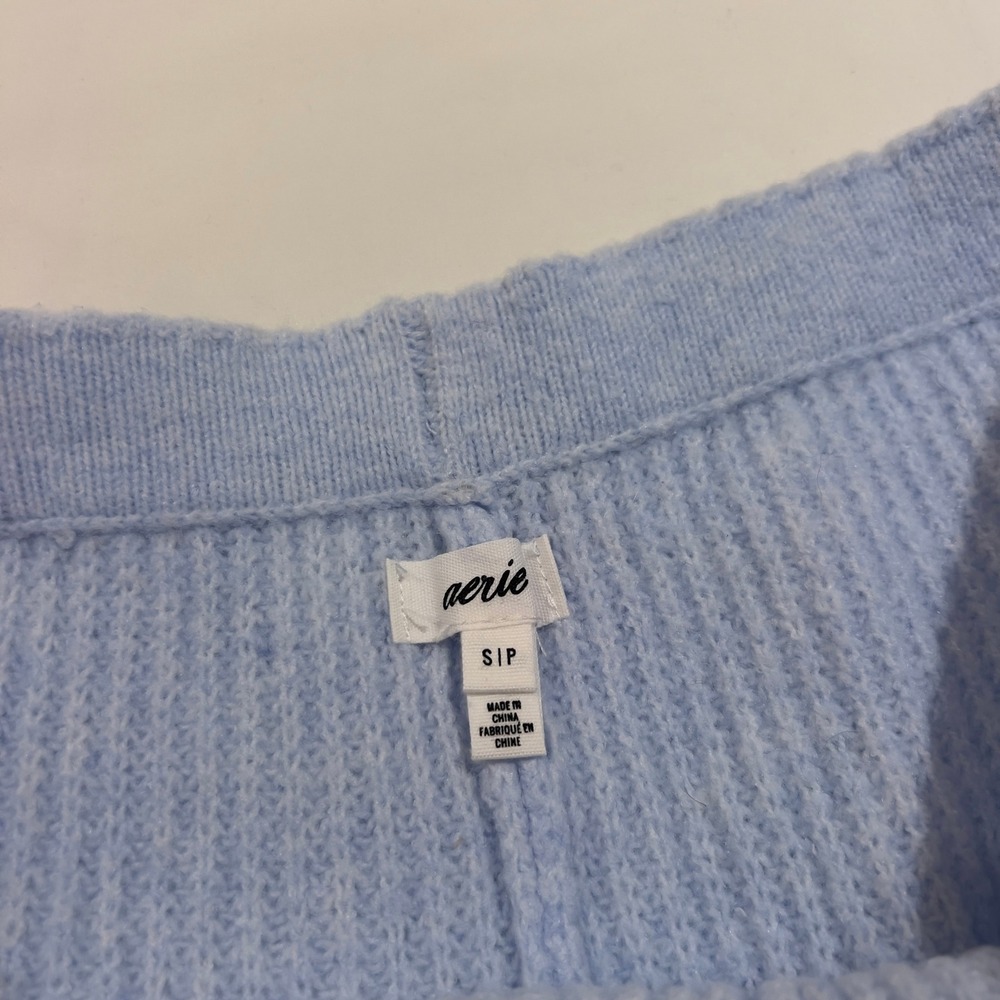 Aerie Light Blue Ribbed Knit Lounge Shorts Small - Picture 3 of 6